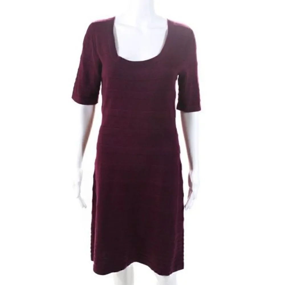 Calvin Klein Women’s Size Medium A Line Dress Purple Scoop Neck Half Sleeve
